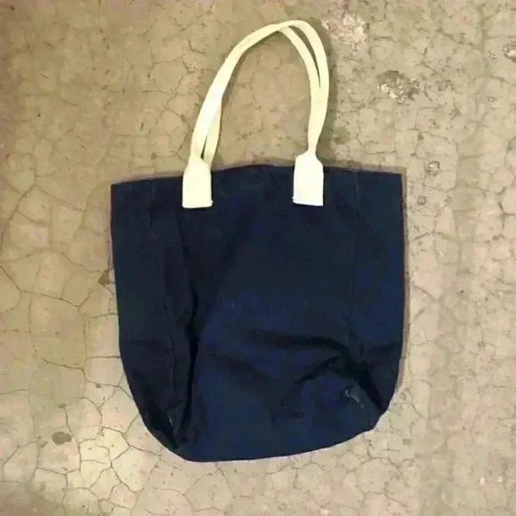 VTG CANVAS PANDA BOOK BAG TOTE BLUE - Picture 4 of 5